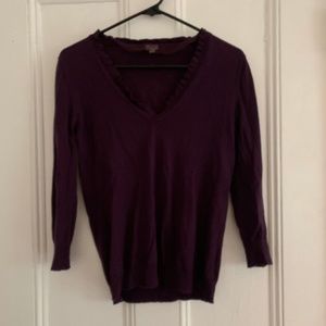 Purple J. Crew 3/4 sleeve sweater
